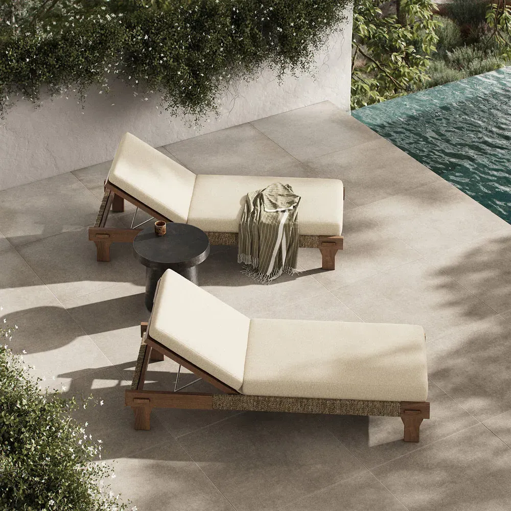 Judy Outdoor Chaise - Beige, Teak