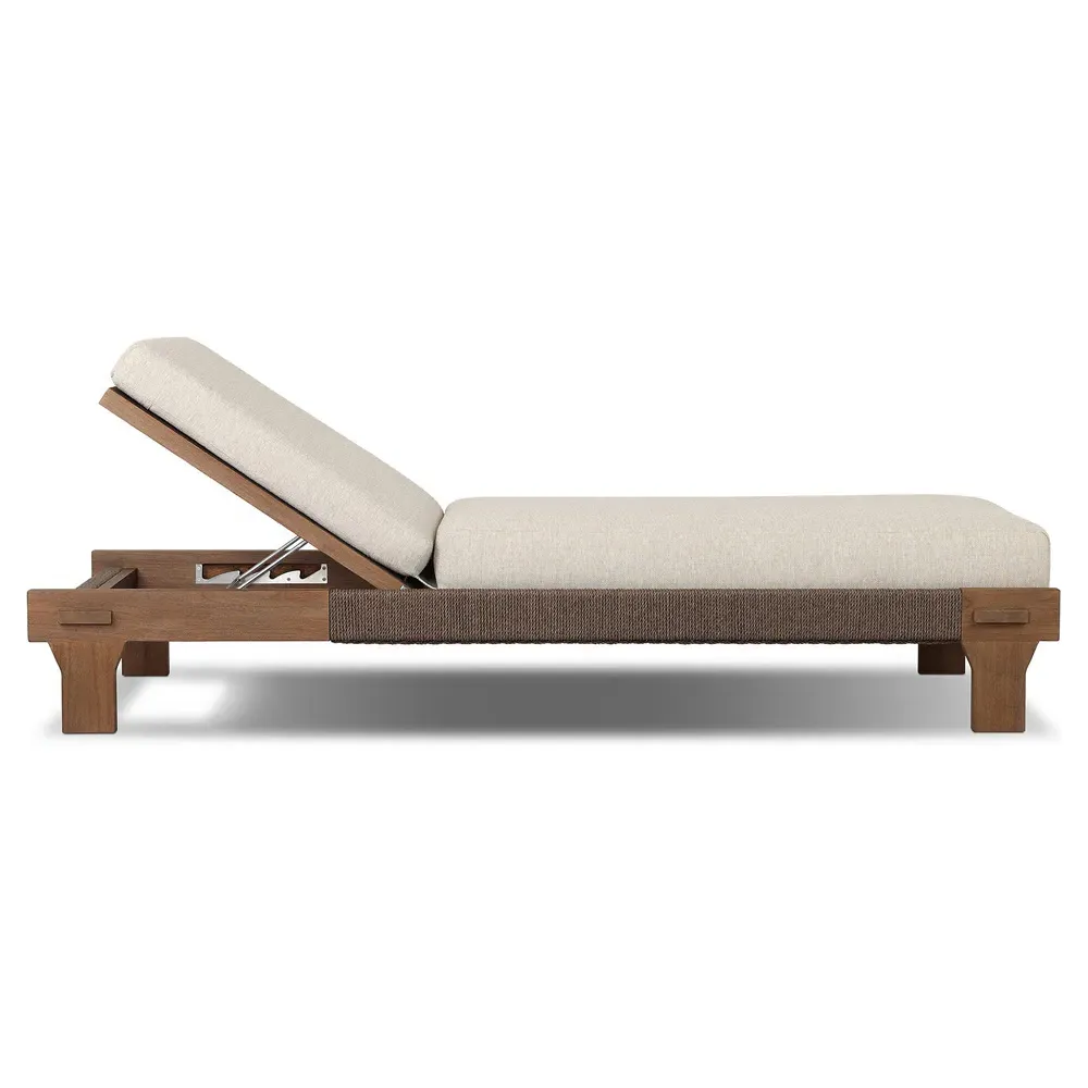 Judy Outdoor Chaise - Beige, Teak