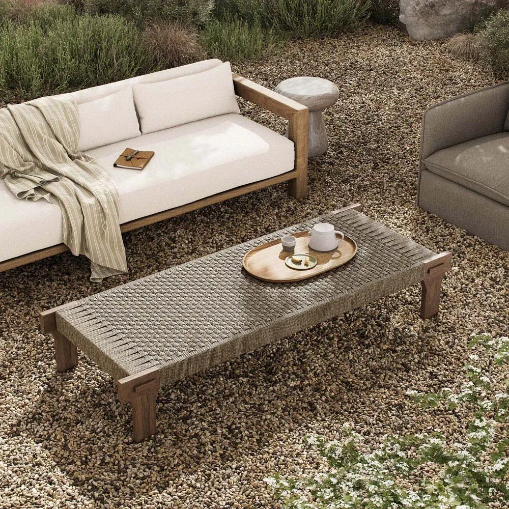 Judy Rectangular Outdoor Coffee Table - Brown, Teak
