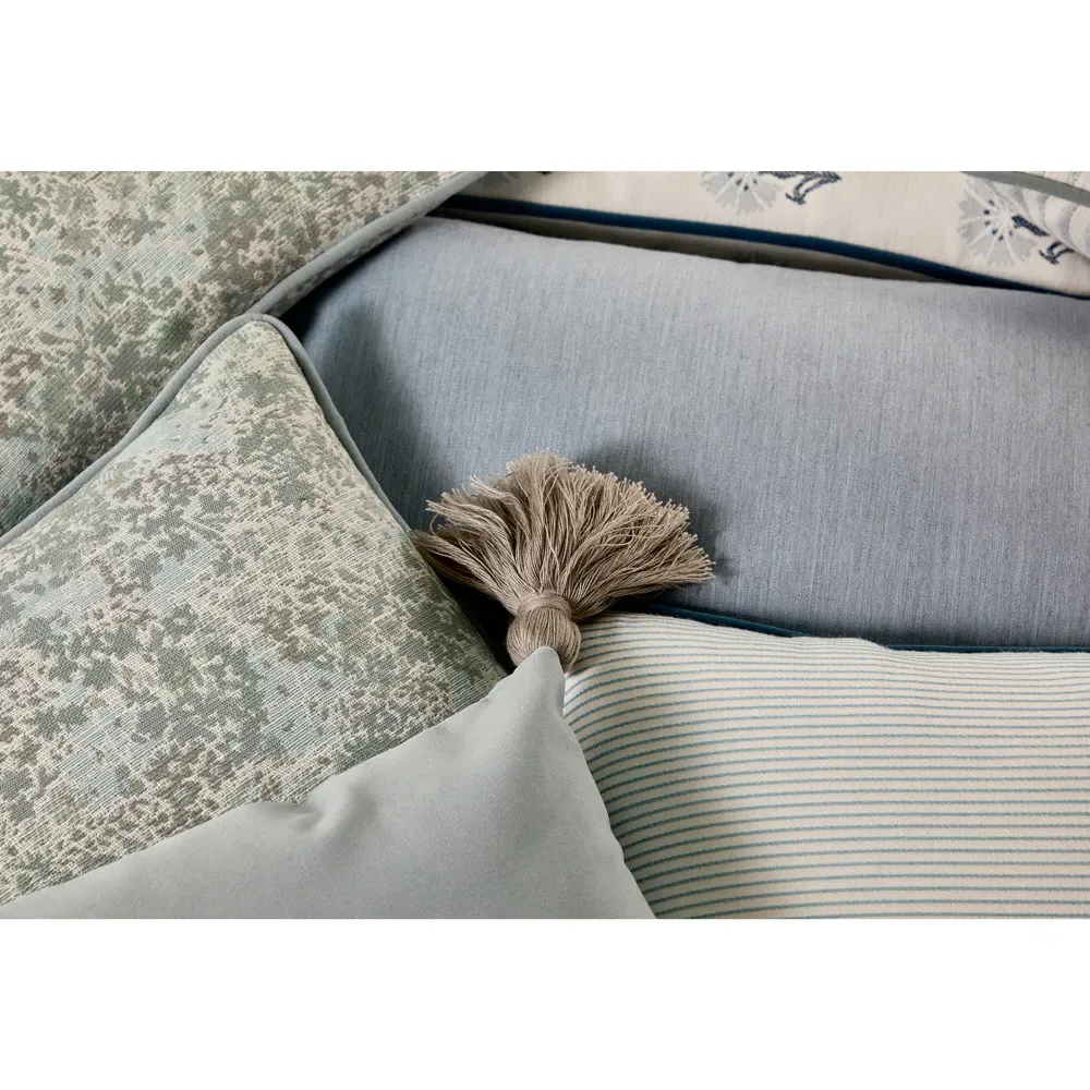 Jules 22x22 Throw Pillow with Tassels - Blue, Velvet