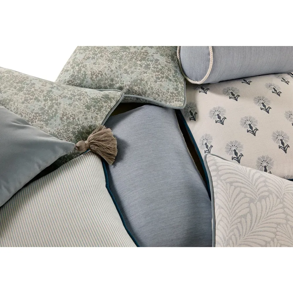 Jules 22x22 Throw Pillow with Tassels - Blue, Velvet