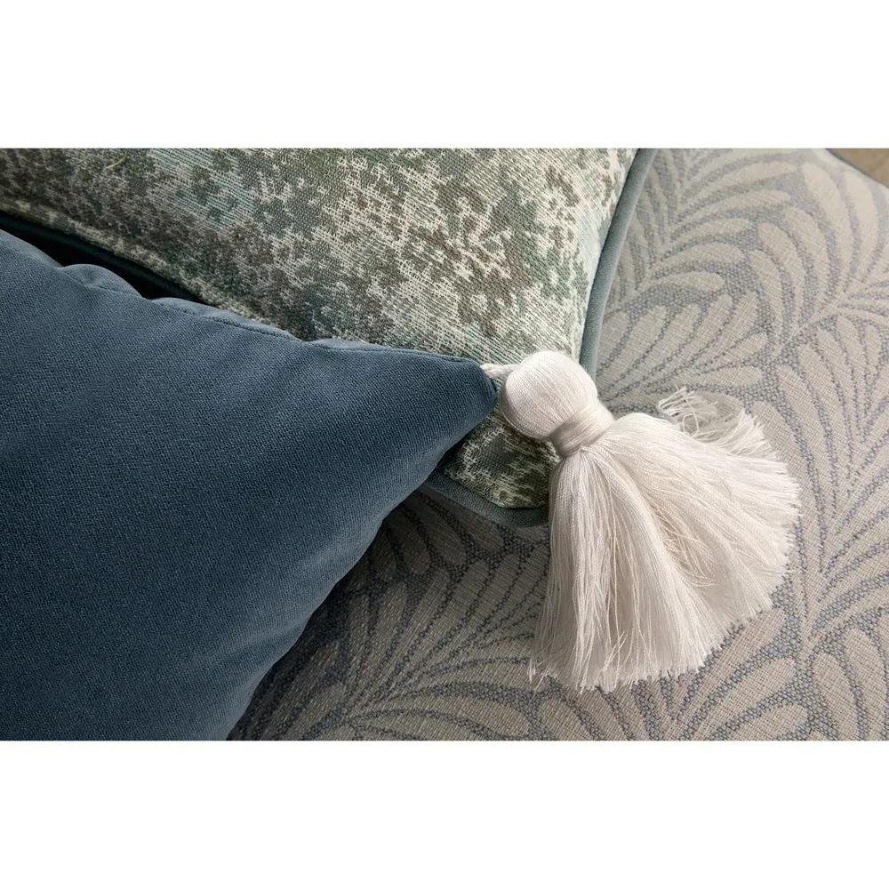 Jules 22x22 Throw Pillow with Tassels - Dark Blue, Velvet