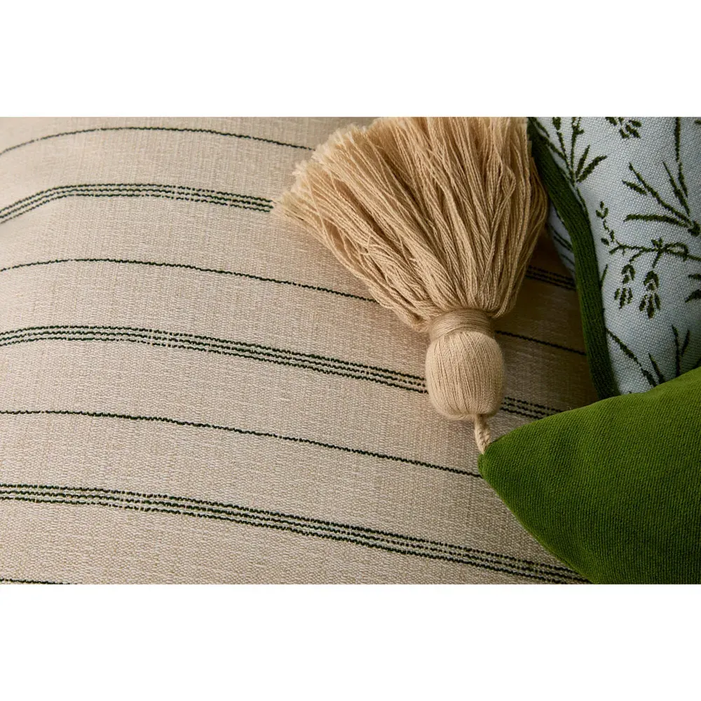 Jules 22x22 Throw Pillow with Tassels - Green, Velvet