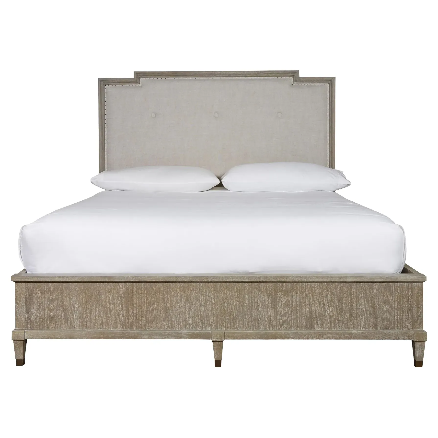 Julia King Size Upholstered Bed with Nailhead Trim - Grey, Wood image