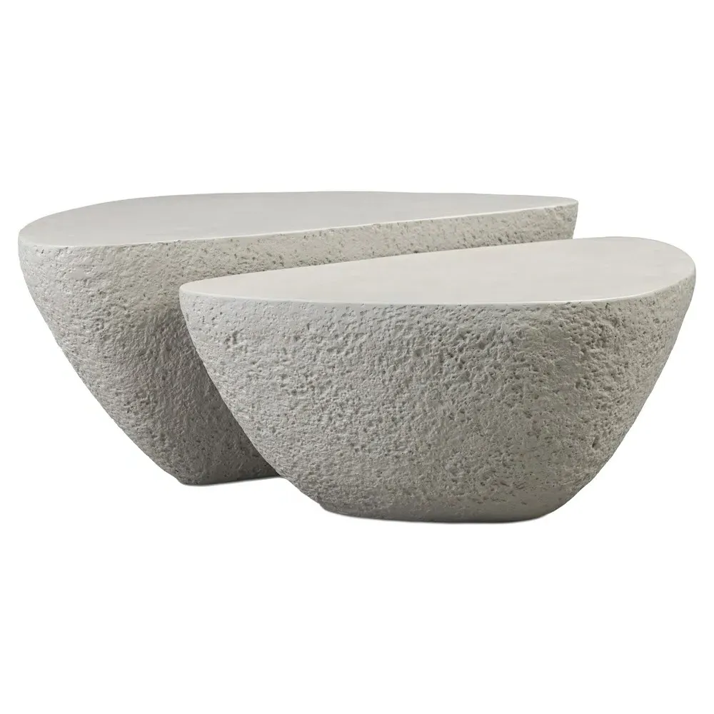 Julia Nesting Outdoor Coffee Tables - Grey, Concrete