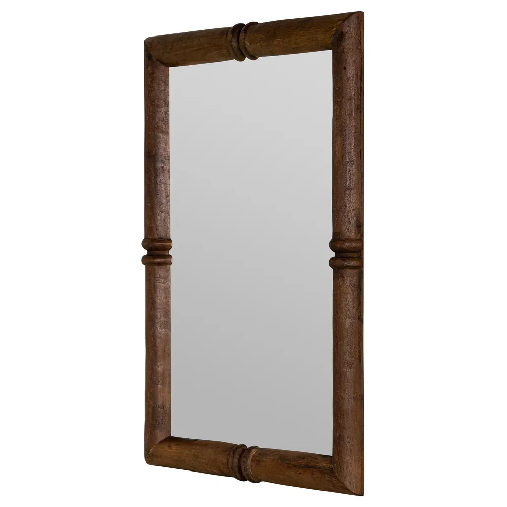 Julia Rectangular Wall Mirror - Brown, Walnut Wood