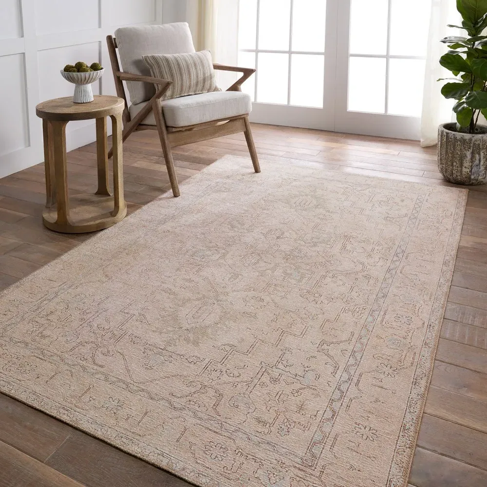 Julian Global Patterned Rug Sample - Beige, Polyester