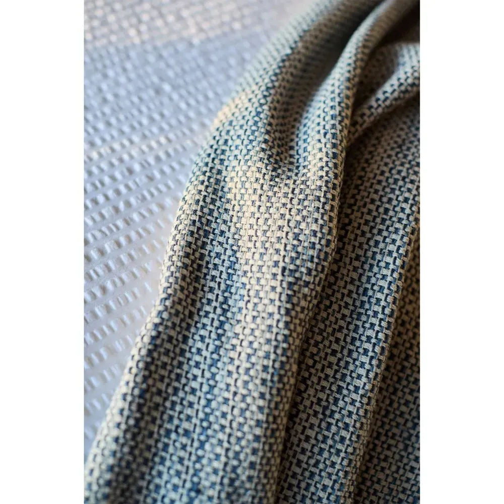 Julian Oversized Throw Blanket - Blue, Cotton