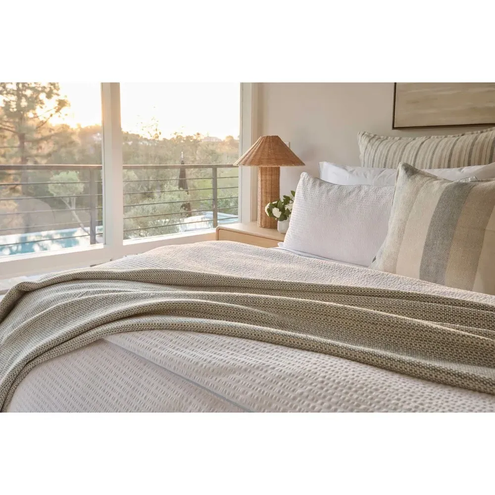 Julian Oversized Throw Blanket - Blue, Cotton