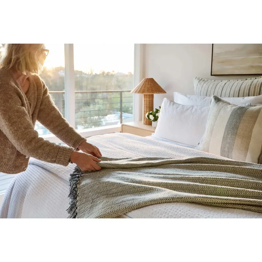 Julian Oversized Throw Blanket - Blue, Cotton