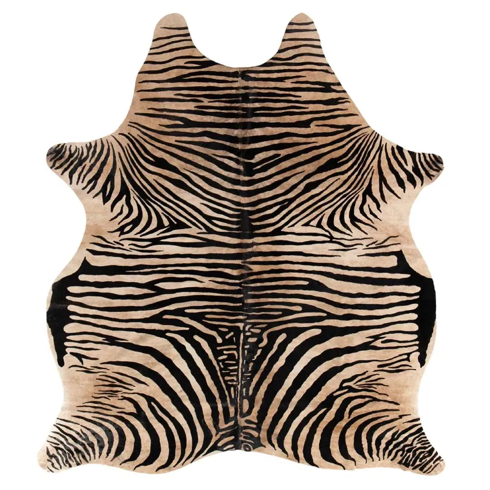 Julianne 5x7 Zebra Print Hide Rug - Black, Fur