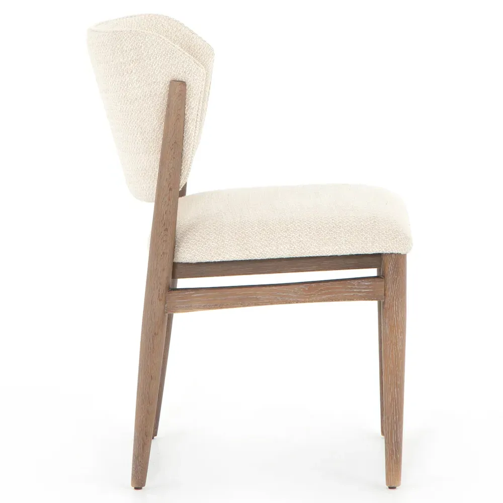 Julie Dining Side Chair - Beige, Whitewash Brown Wood