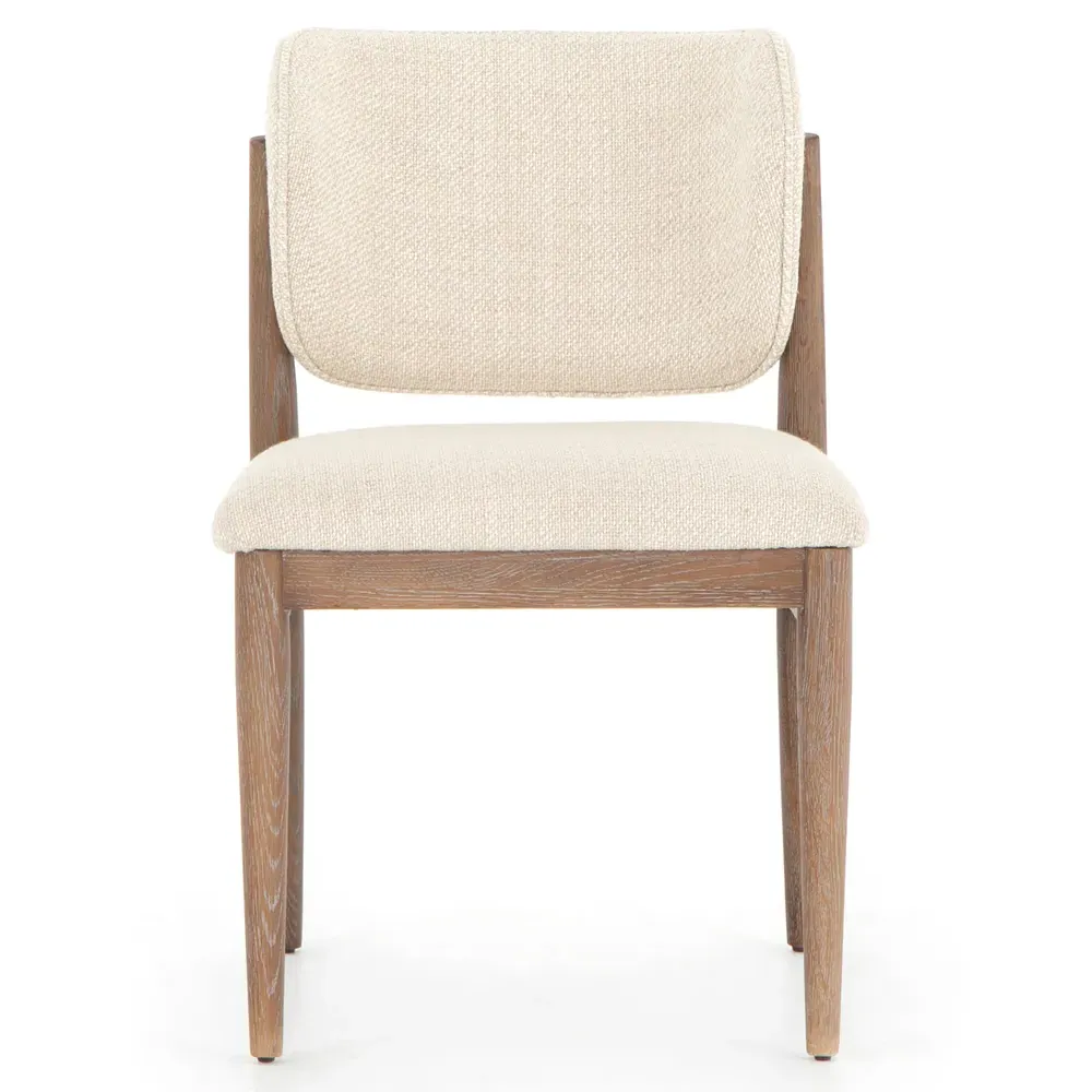 Julie Dining Side Chair - Beige, Whitewash Brown Wood image