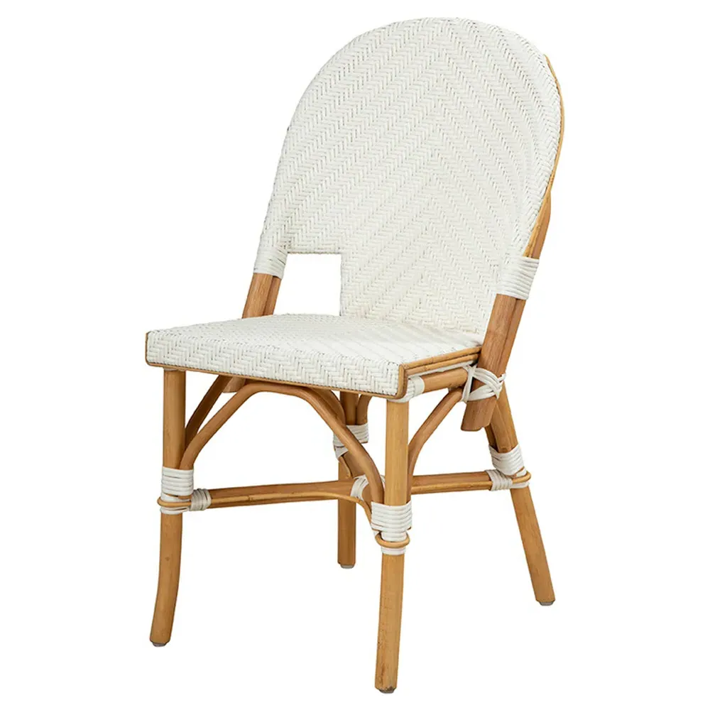 Julie Woven Rattan Dining Side Chair - White, Wood