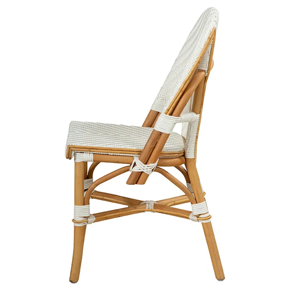 Julie Woven Rattan Dining Side Chair - White, Wood
