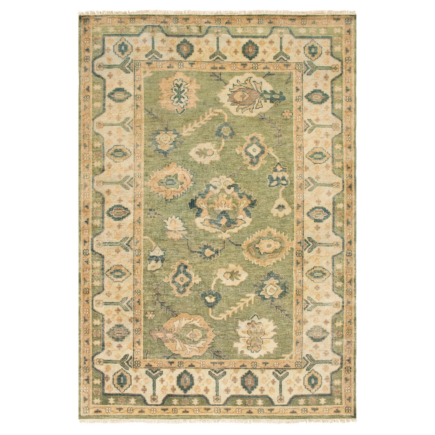 Julien Oushak Patterned Hand Knotted Rug - Green, Wool