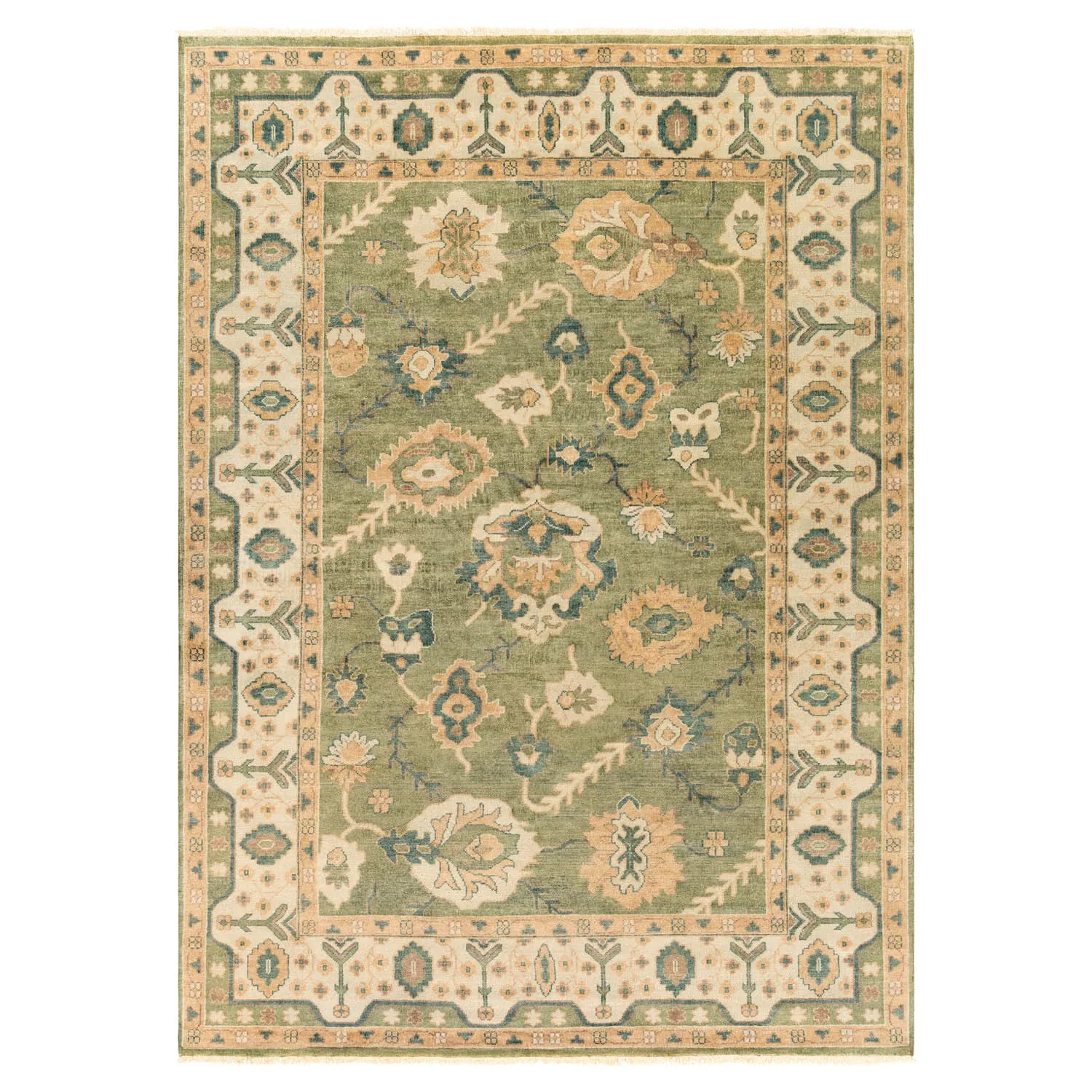 Julien Oushak Patterned Hand Knotted Rug - Green, Wool