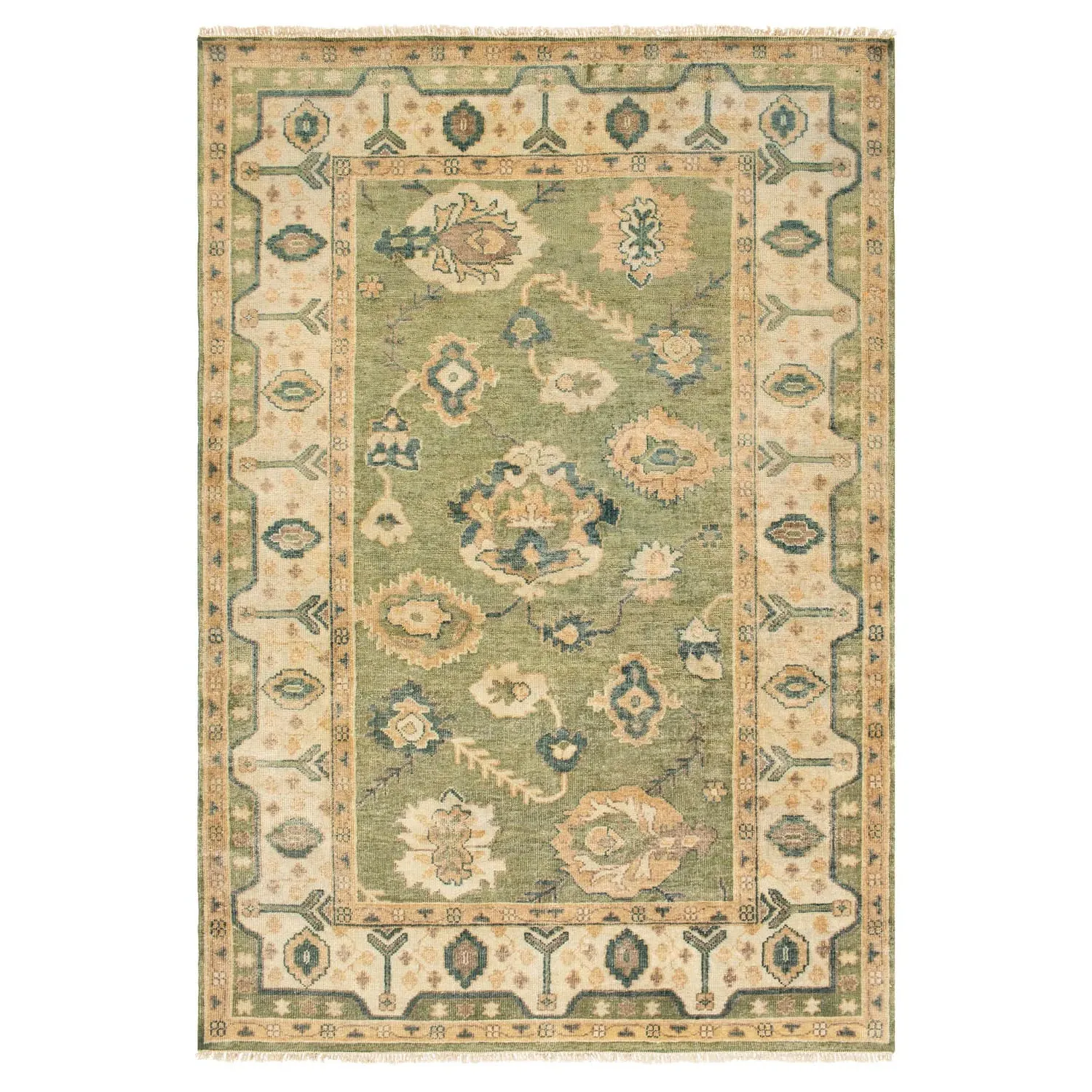 Julien Oushak Patterned Hand Knotted Rug - Green, Wool