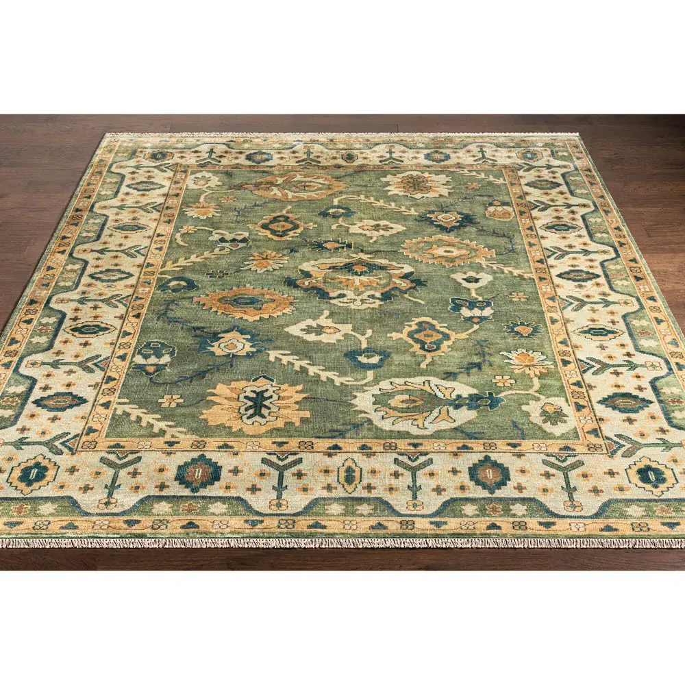 Julien Oushak Patterned Hand Knotted Rug - Green, Wool