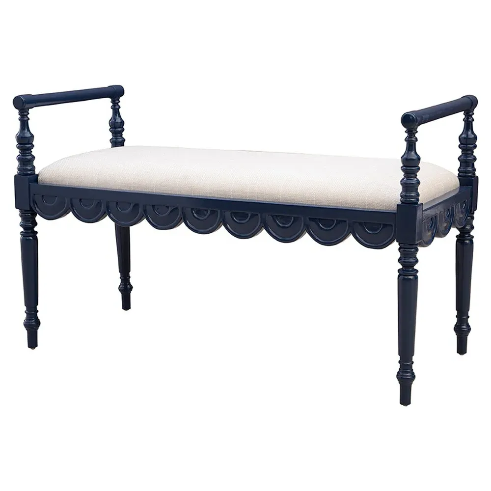 Julienne Bedroom Bench - Blue, Mahogany