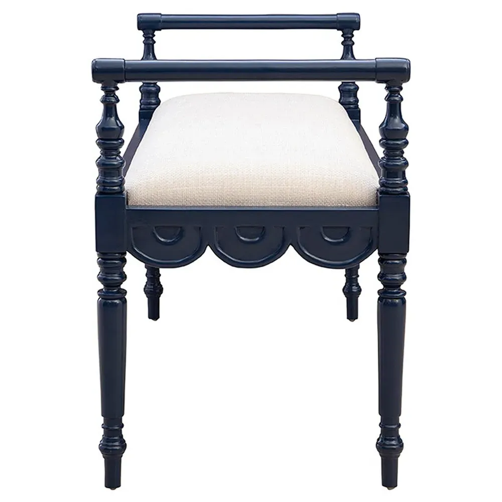 Julienne Bedroom Bench - Blue, Mahogany