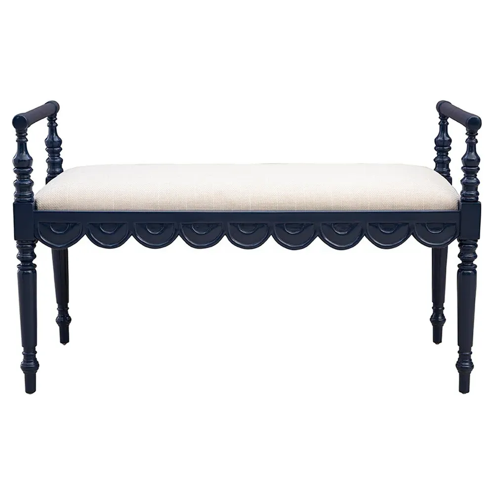 Julienne Bedroom Bench - Blue, Mahogany image