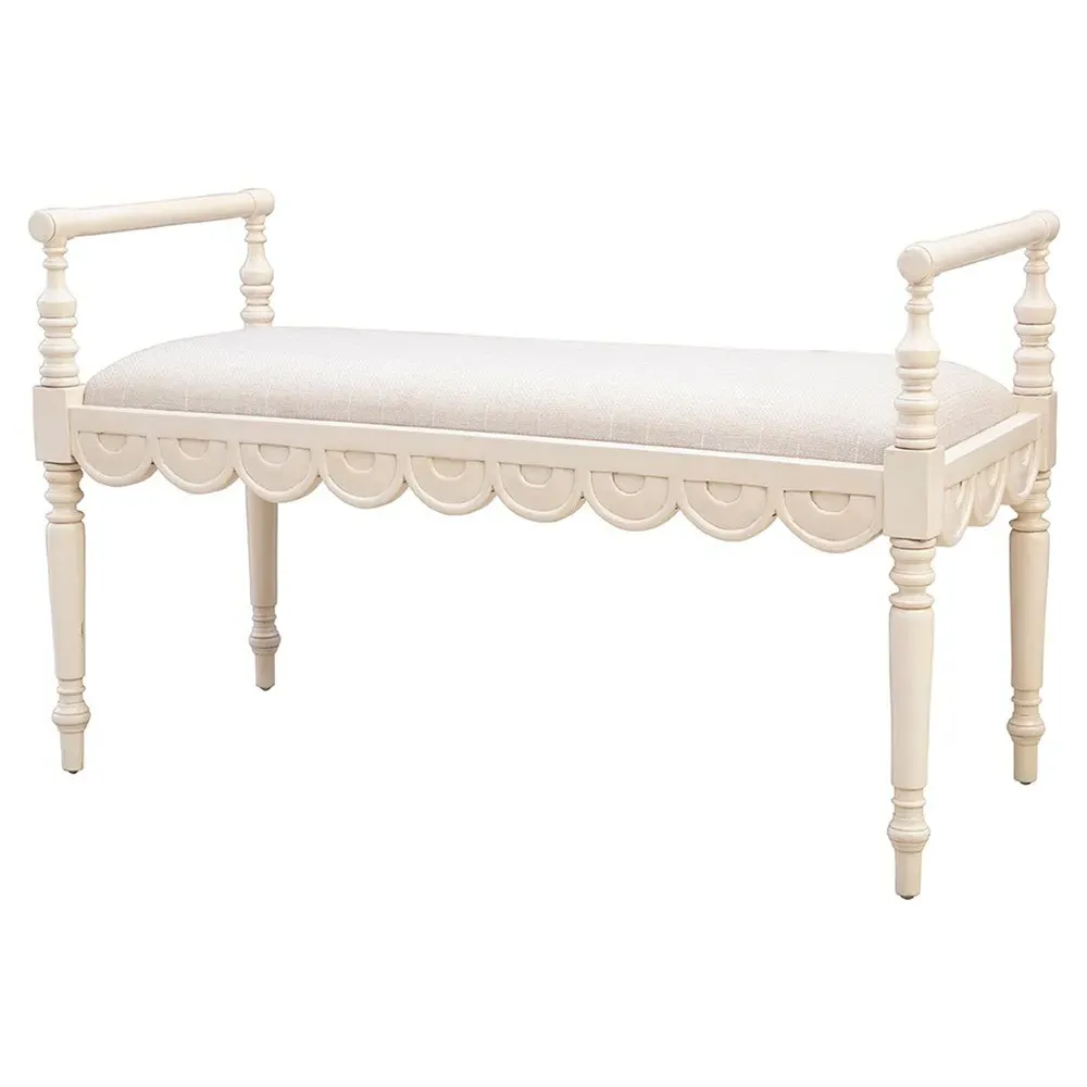 Julienne Bedroom Bench - Cream, Mahogany
