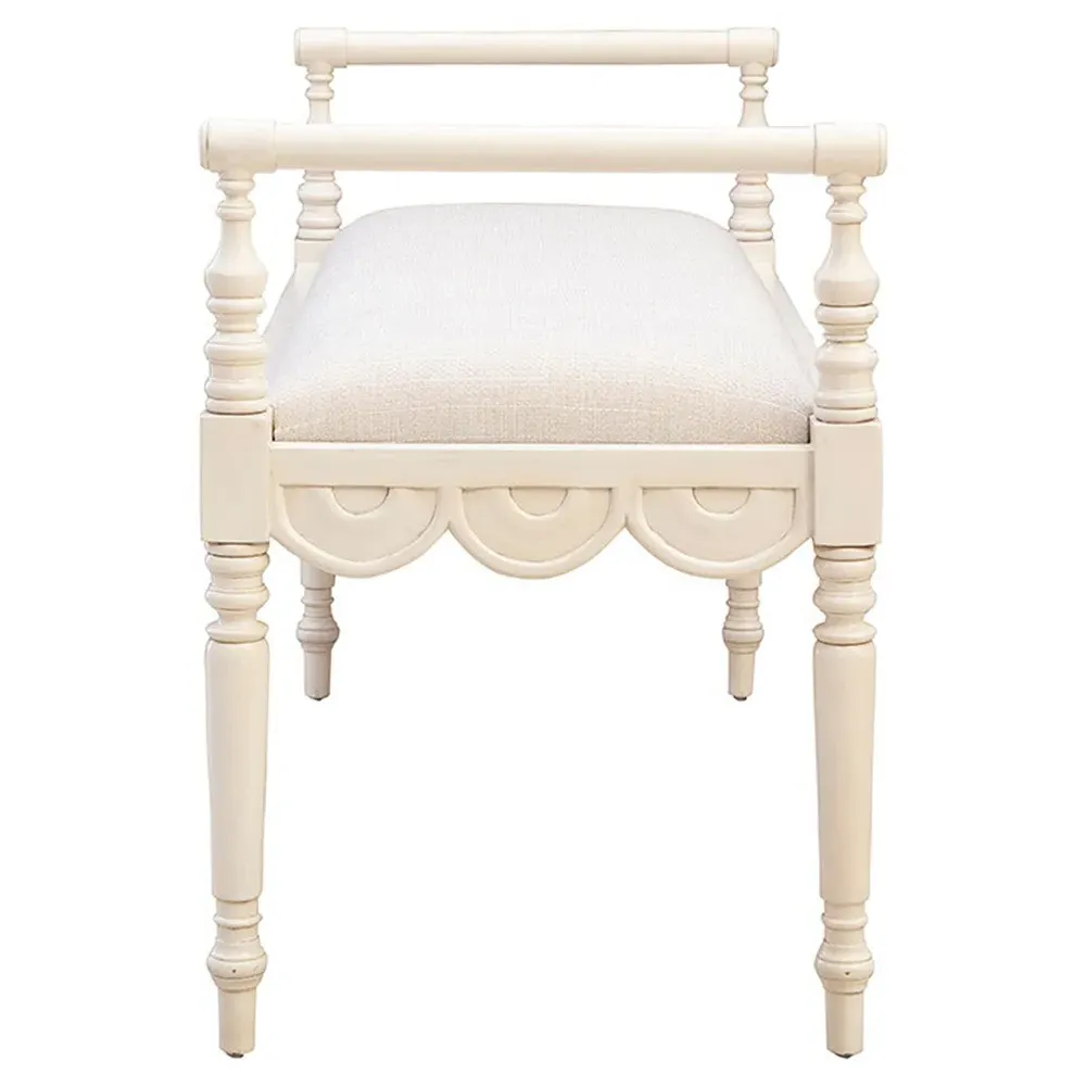 Julienne Bedroom Bench - Cream, Mahogany