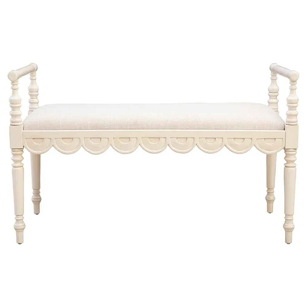 Julienne Bedroom Bench - Cream, Mahogany