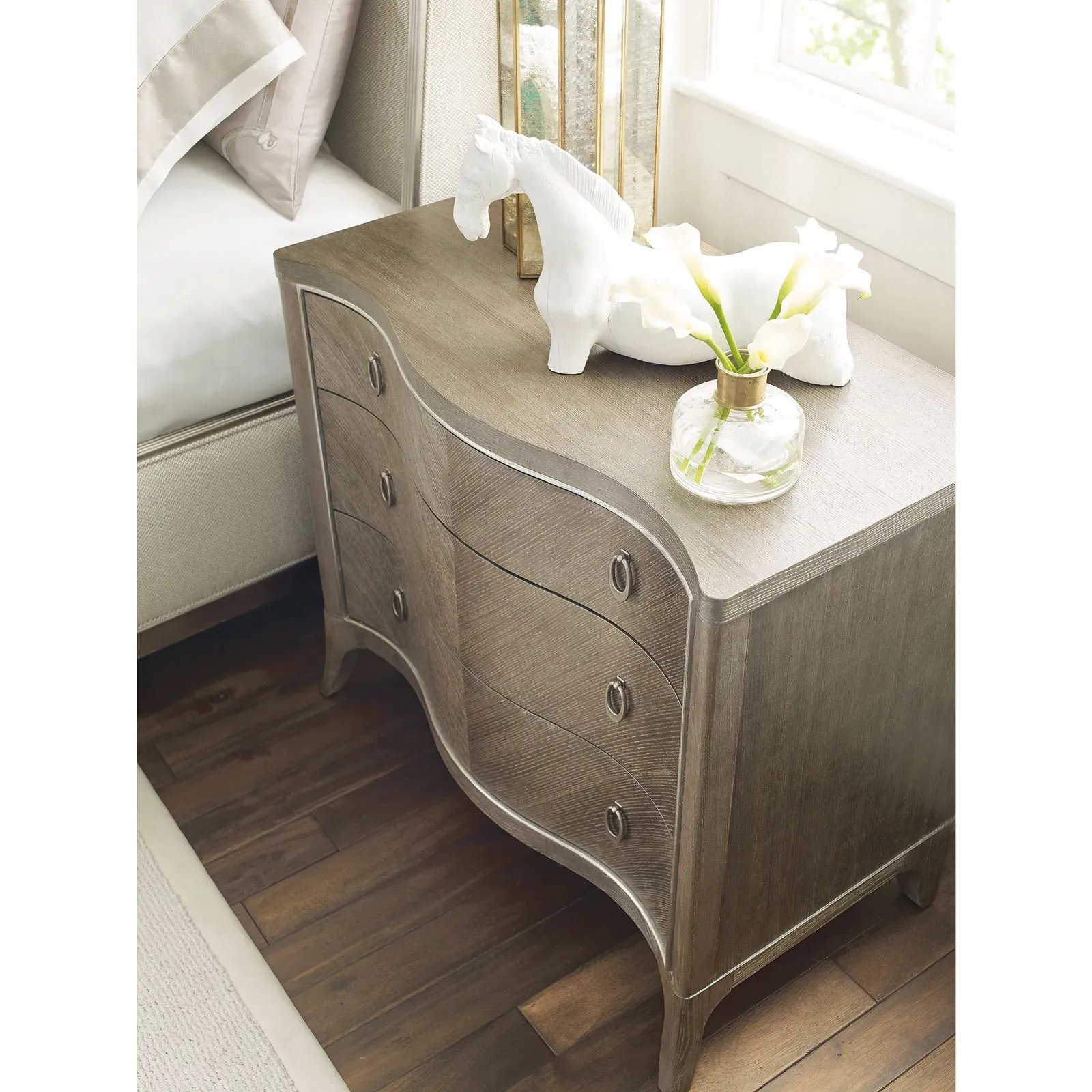 Juliette 3-Drawer Nightstand - Brown, Ash Veneer