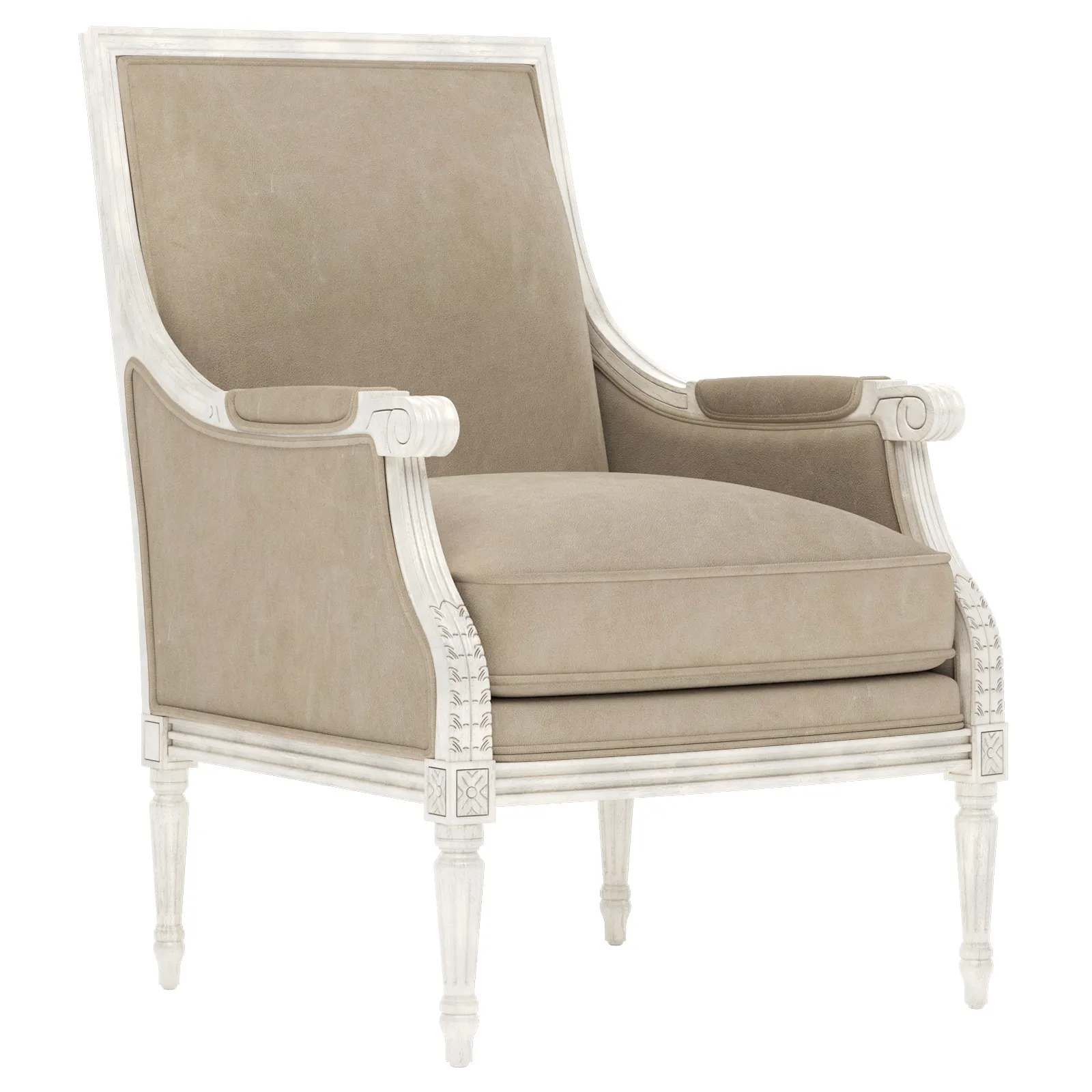 Juliette Bergere Chair - Elephant Grey, Leather