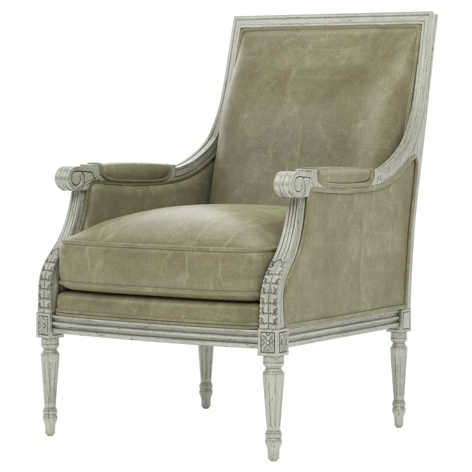 Juliette Bergere Chair - Juniper Leather, Hardwood