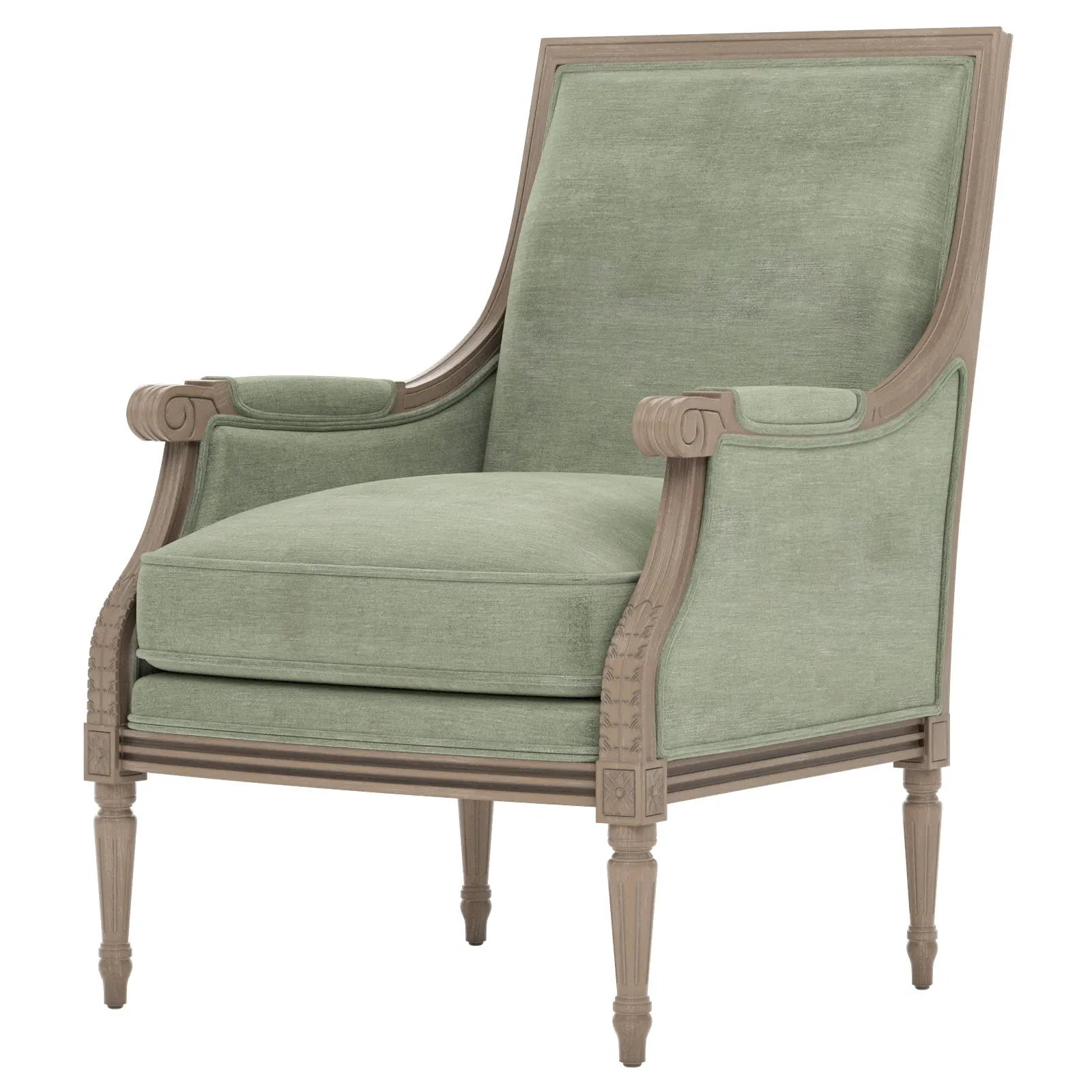 Juliette Bergere Chair - Lustre Verde, Velvet