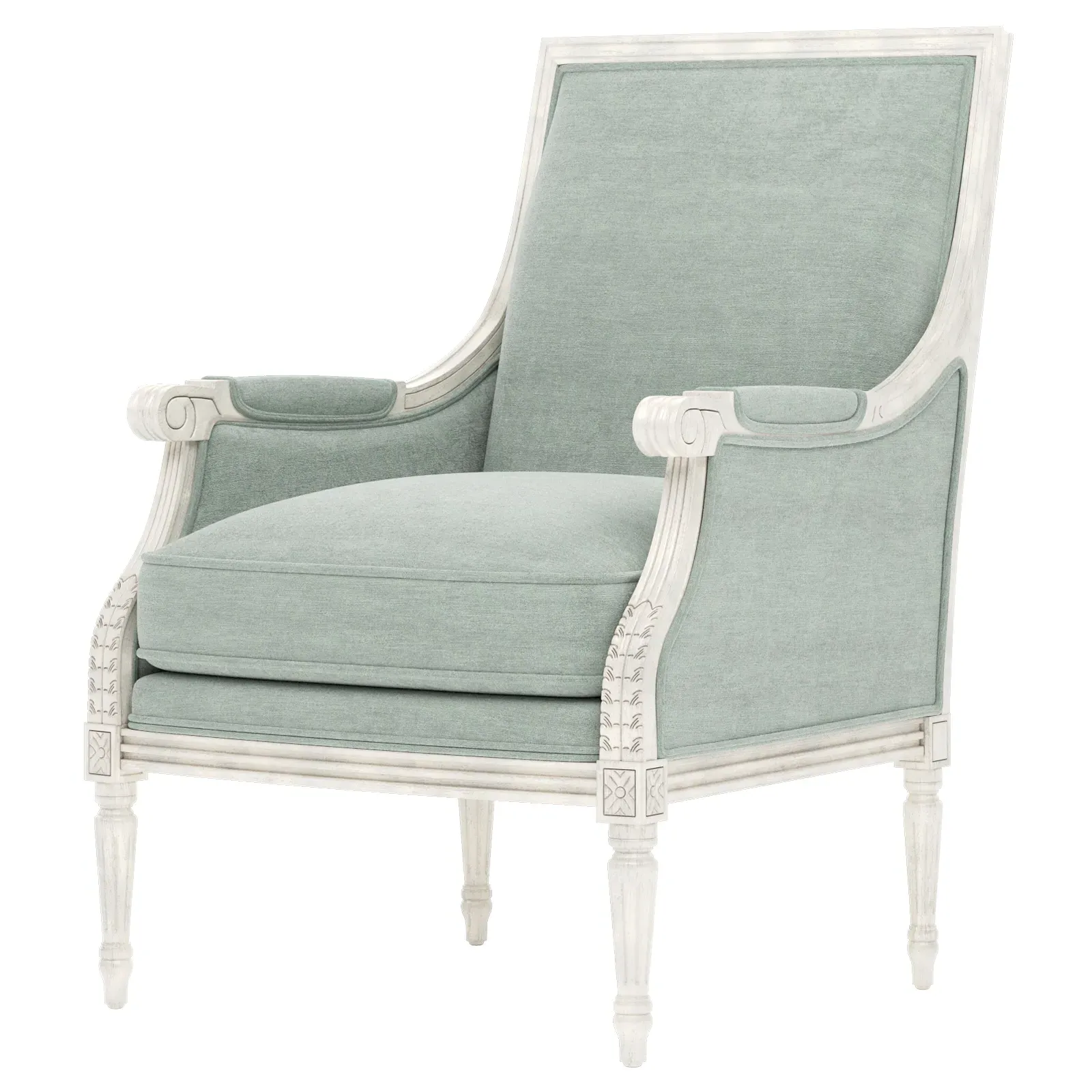 Juliette Bergere Chair - Sea Mist, Velvet