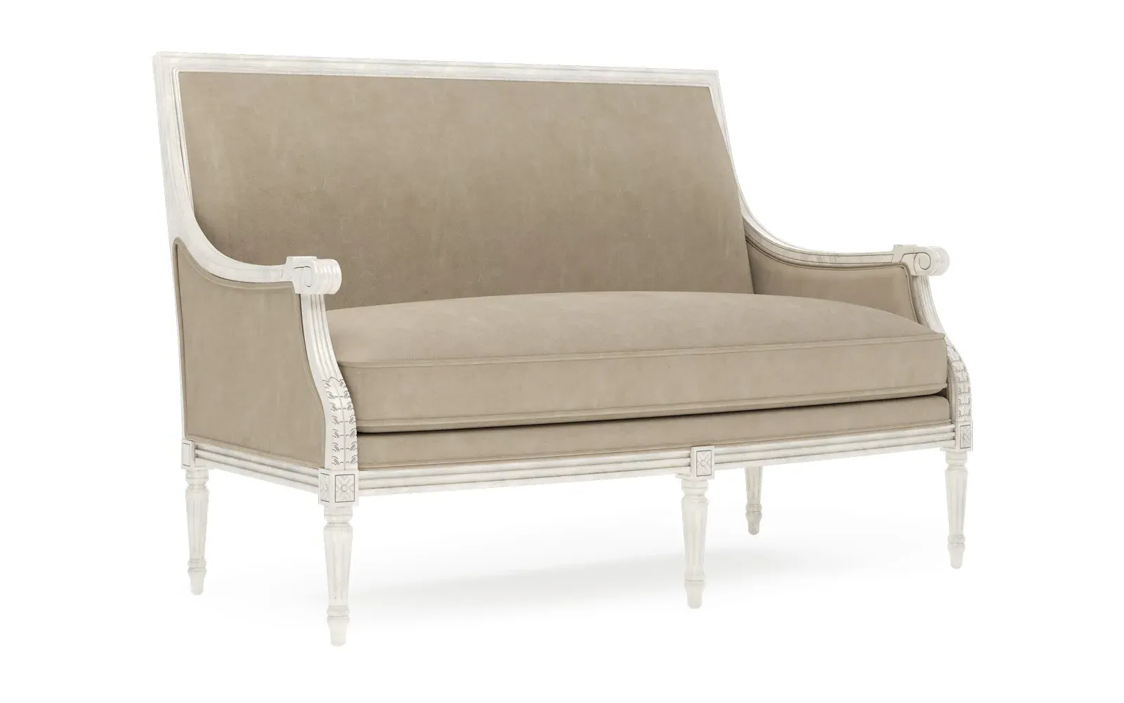 Juliette Settee - Elephant Grey Leather, Hardwood