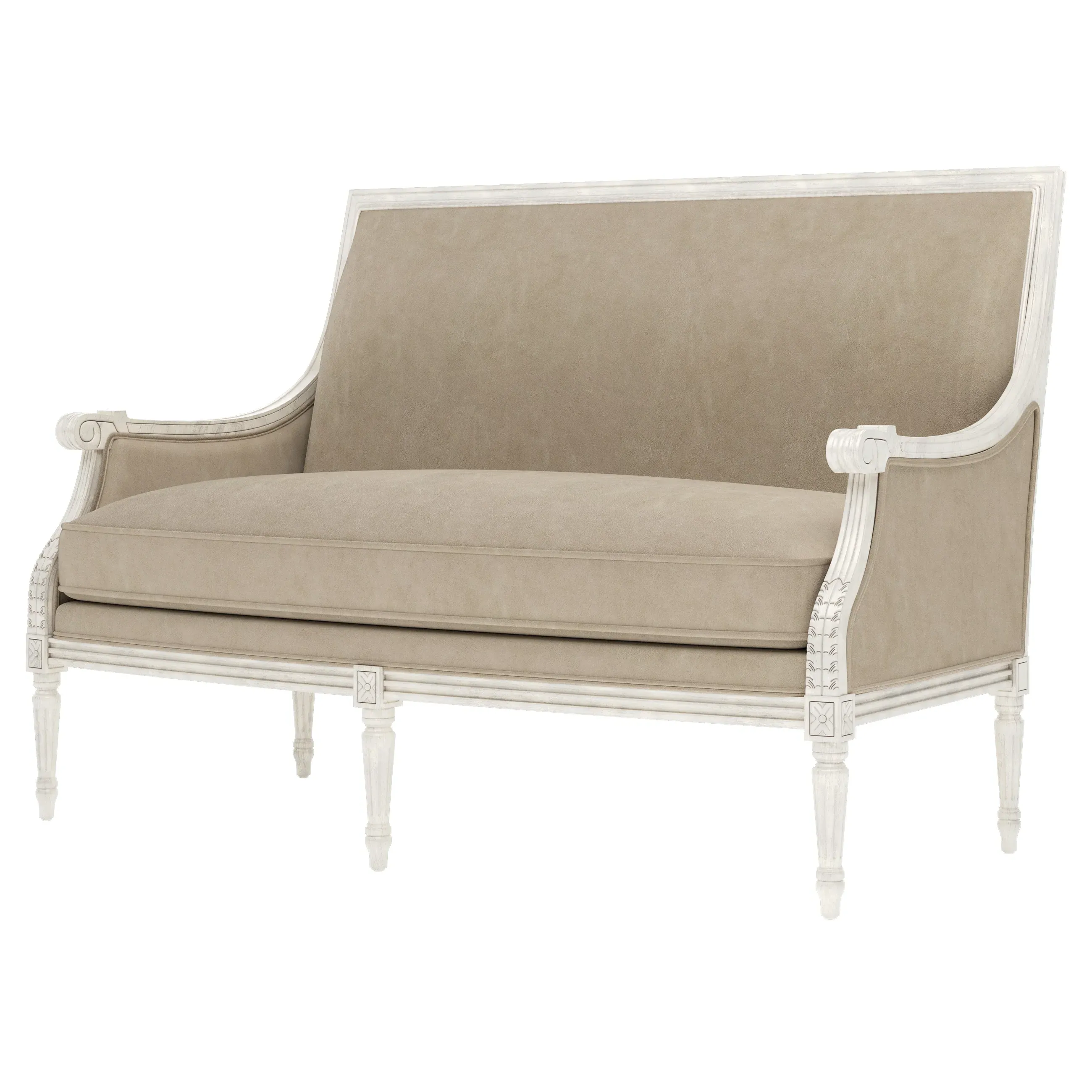 Juliette Settee - Elephant Grey Leather, Hardwood