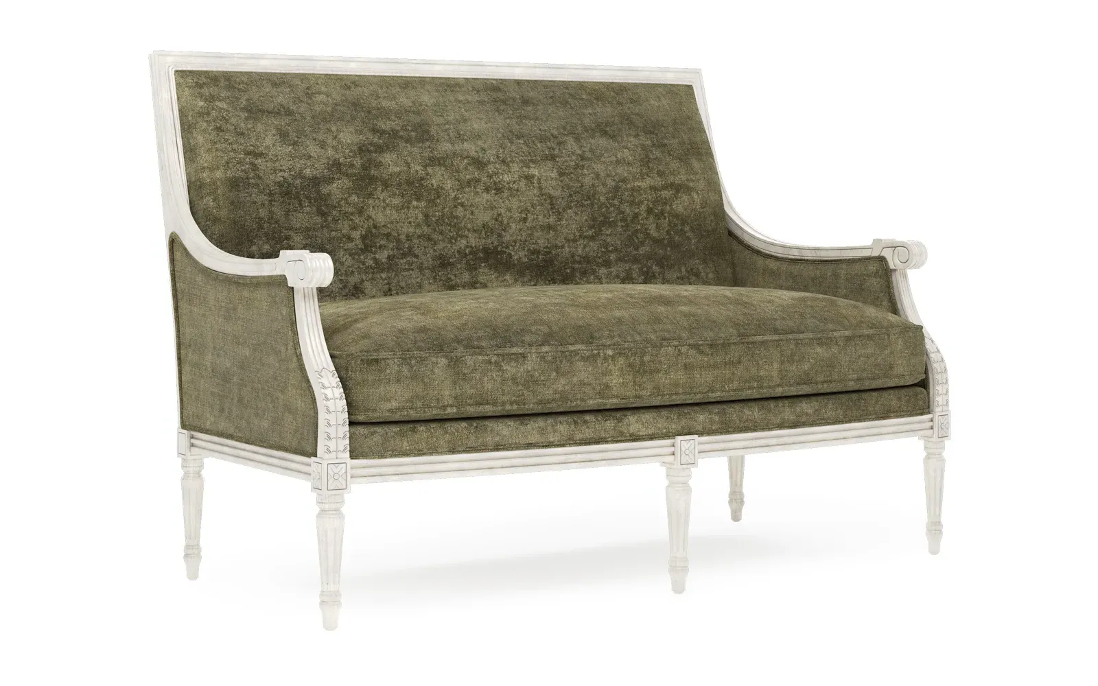 Juliette Settee - Fern Velvet, Hardwood