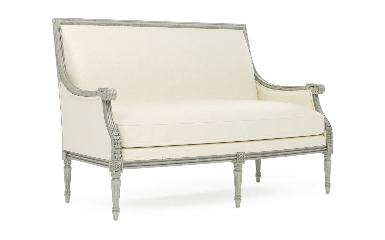 Juliette Settee - Heathered Ivory, Hardwood