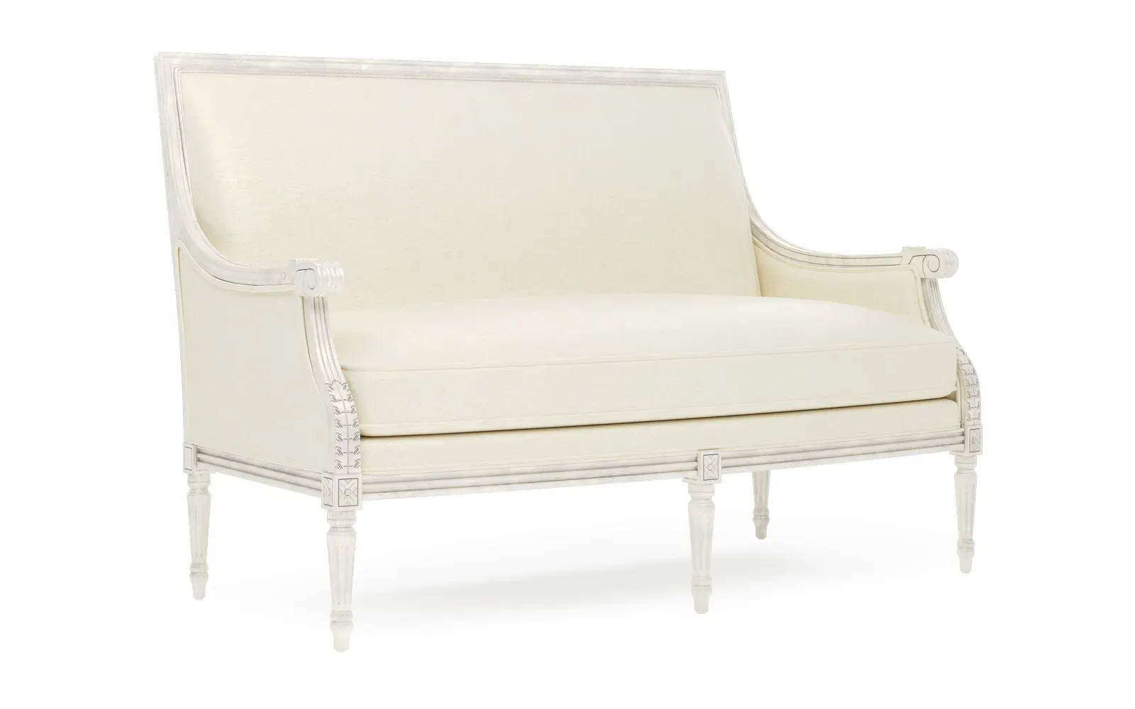 Juliette Settee - Heathered Ivory, Hardwood