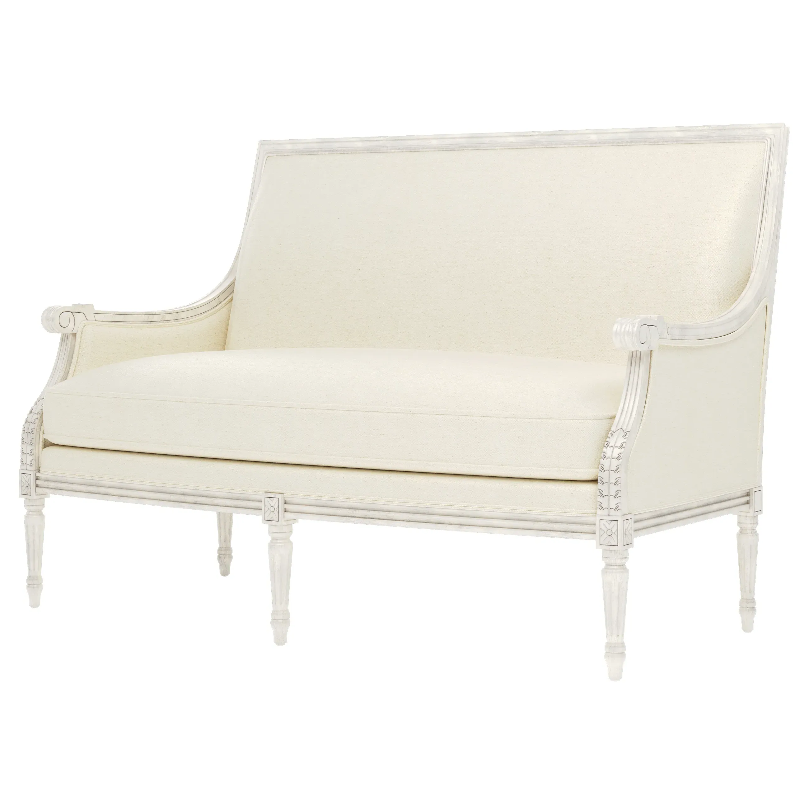Juliette Settee - Heathered Ivory, Hardwood