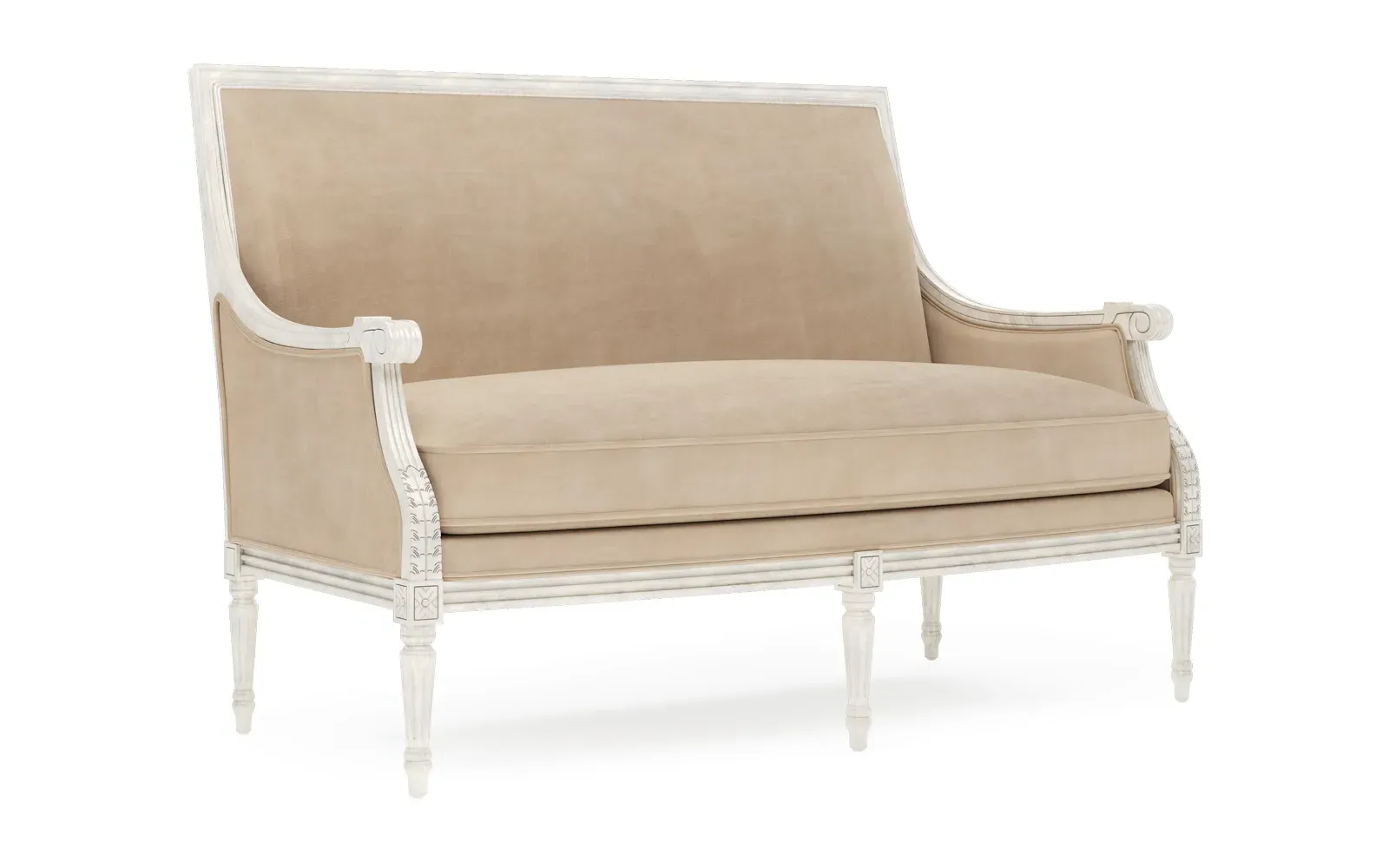 Juliette Settee - Latte Leather, Hardwood