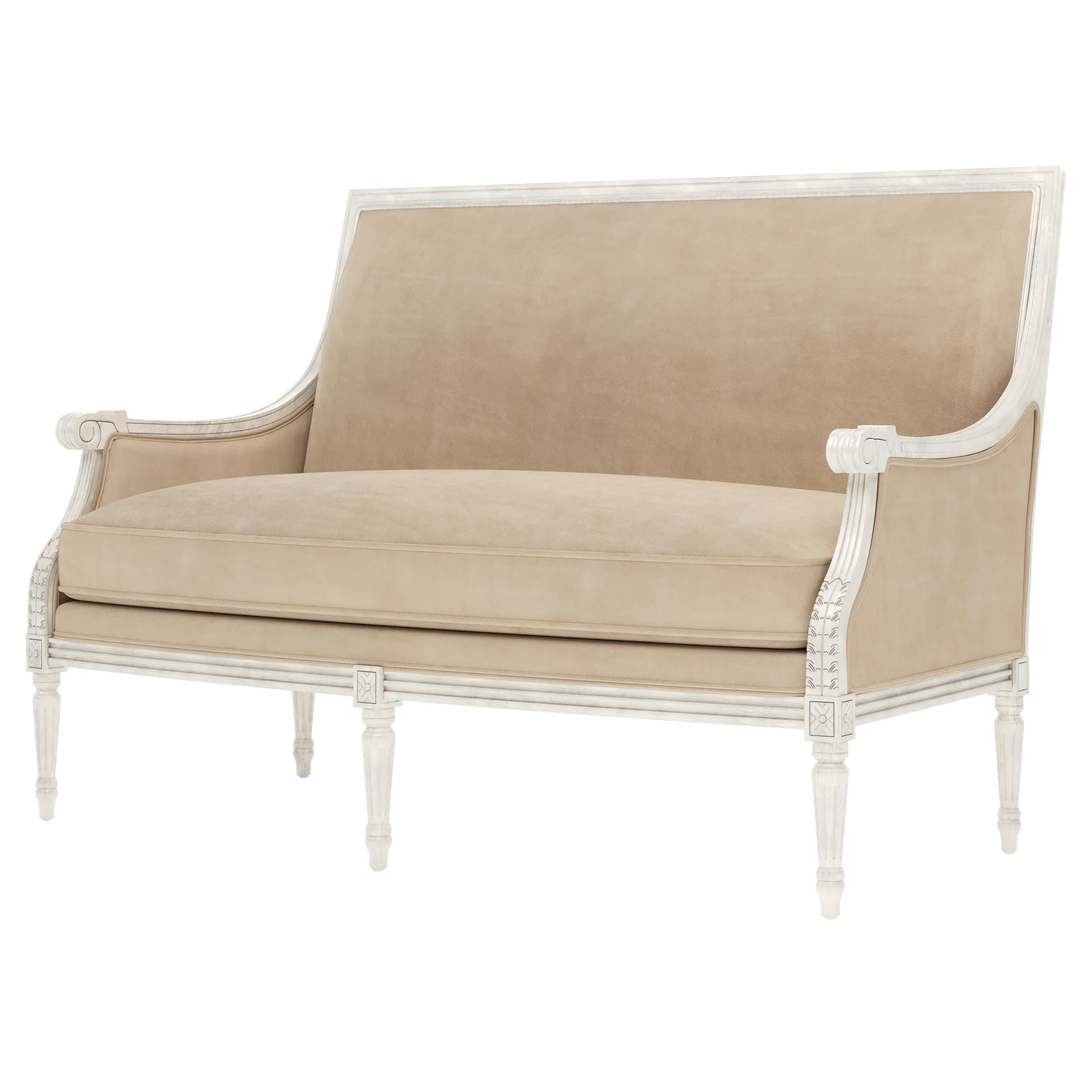 Juliette Settee - Latte Leather, Hardwood