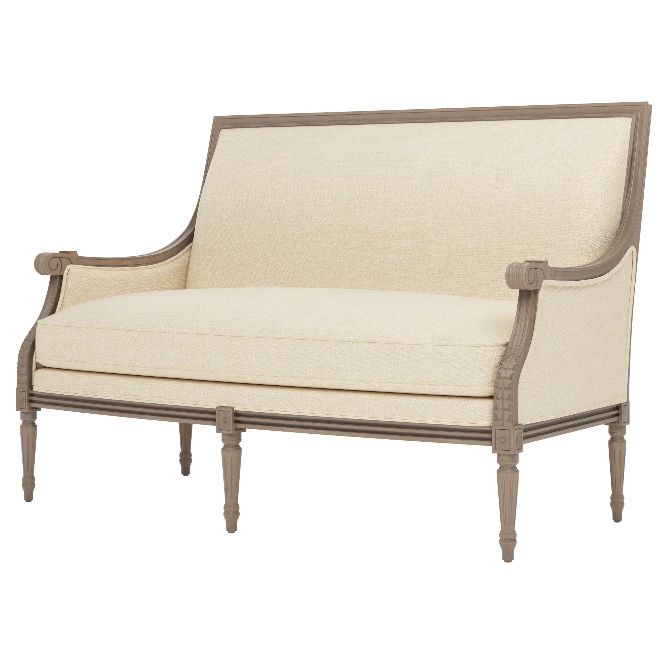 Juliette Textured Weave Settee - Bisque, Hardwood