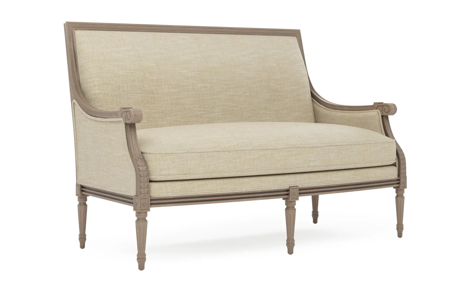 Juliette Textured Weave Settee - Cashew, Hardwood