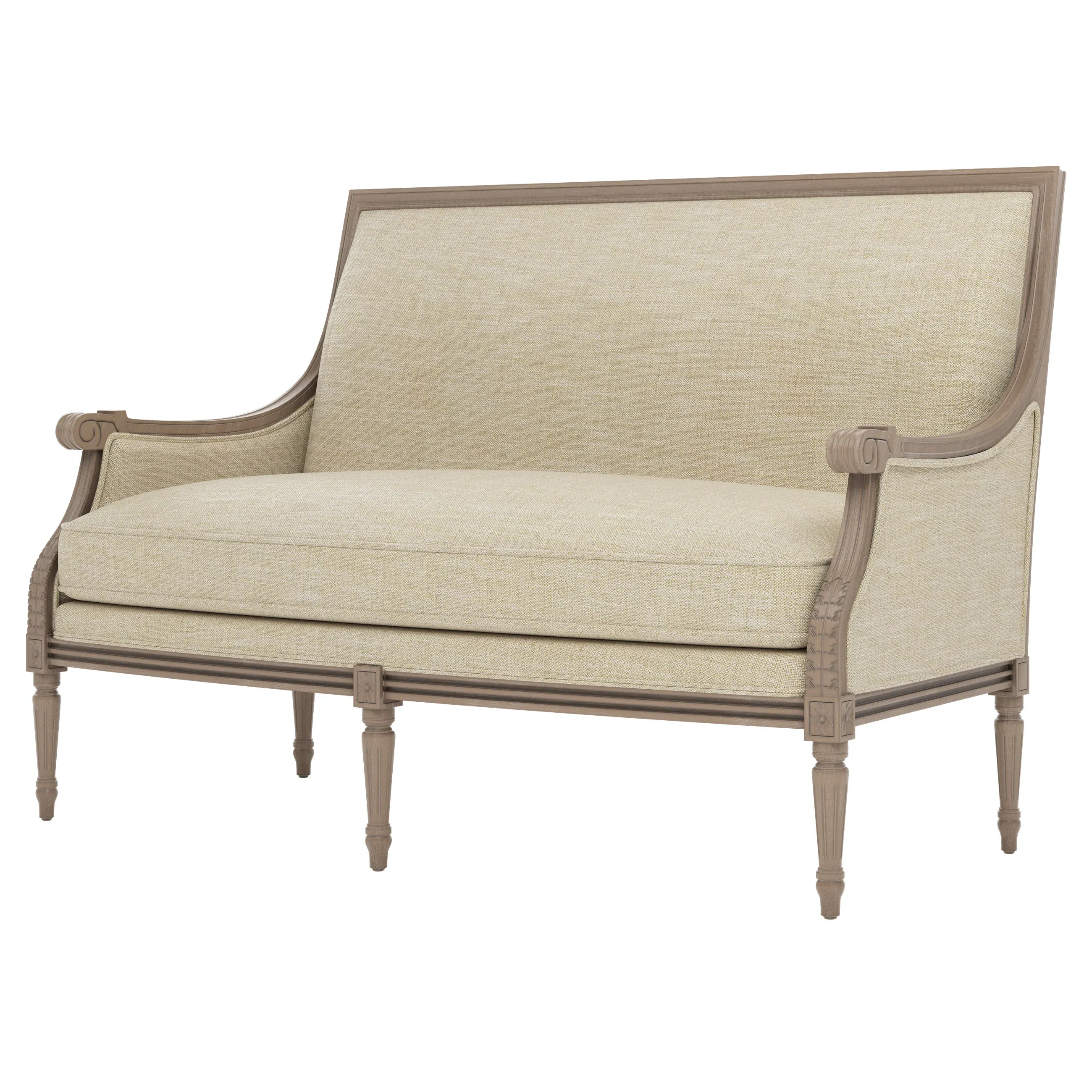 Juliette Textured Weave Settee - Cashew, Hardwood