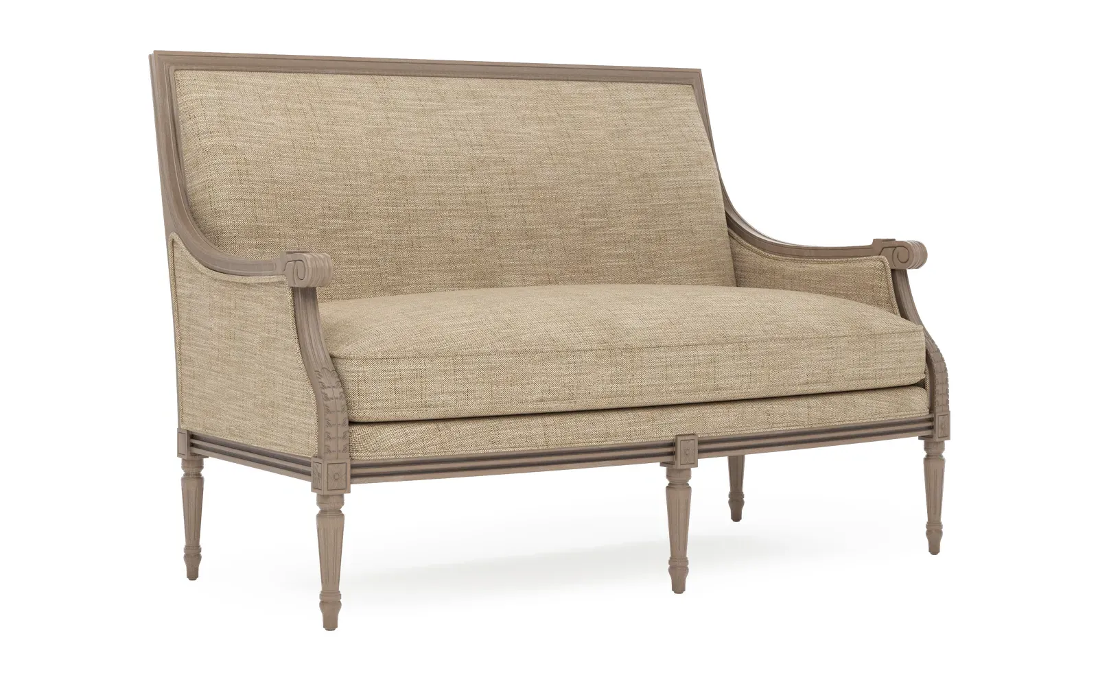 Juliette Textured Weave Settee - Mocha, Hardwood