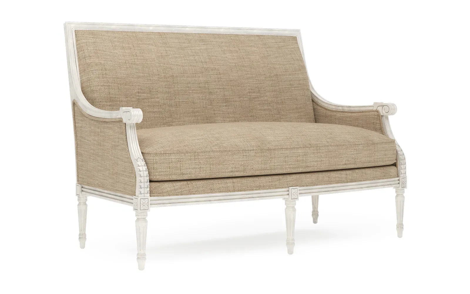 Juliette Textured Weave Settee - Mocha, Hardwood