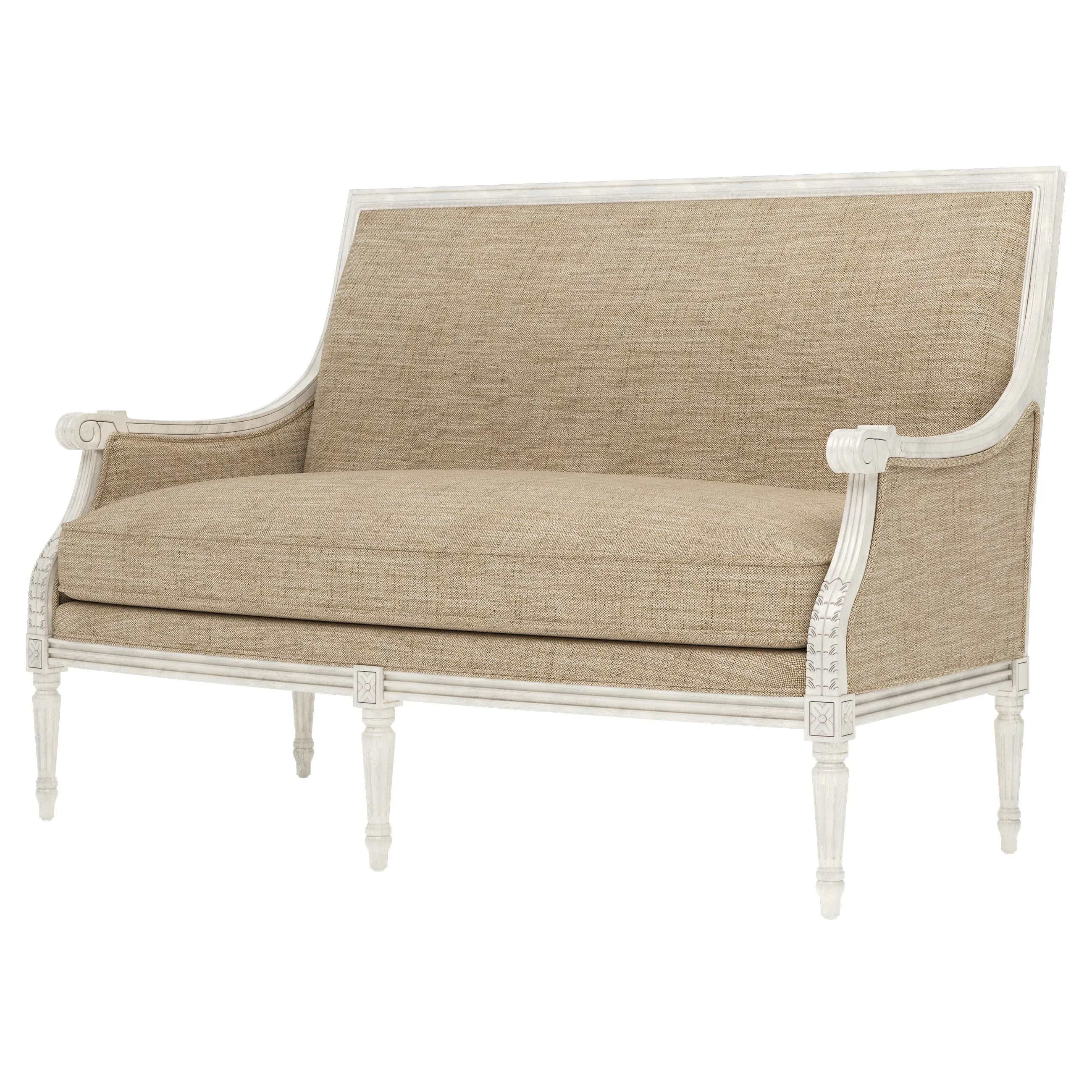 Juliette Textured Weave Settee - Mocha, Hardwood