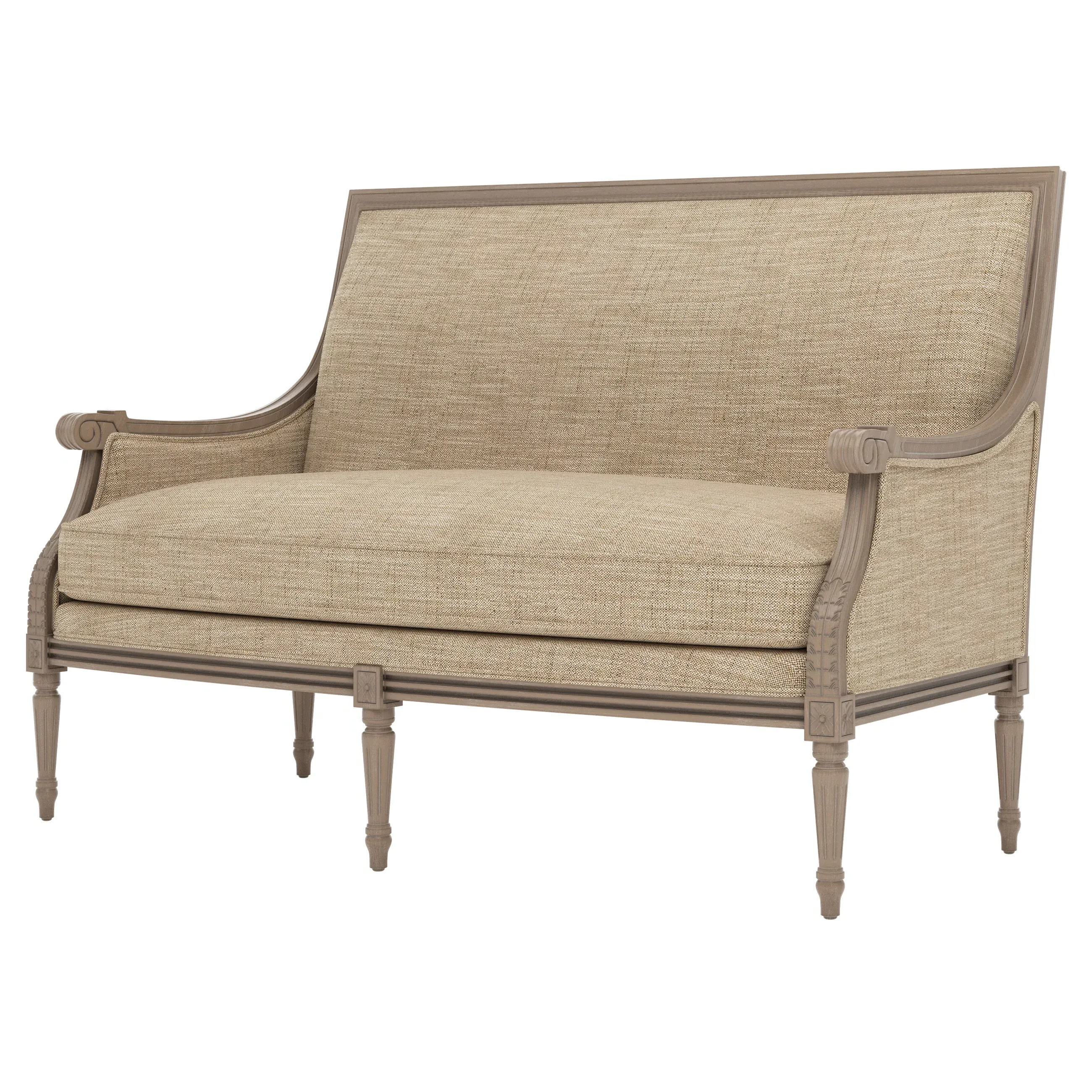 Juliette Textured Weave Settee - Mocha, Hardwood