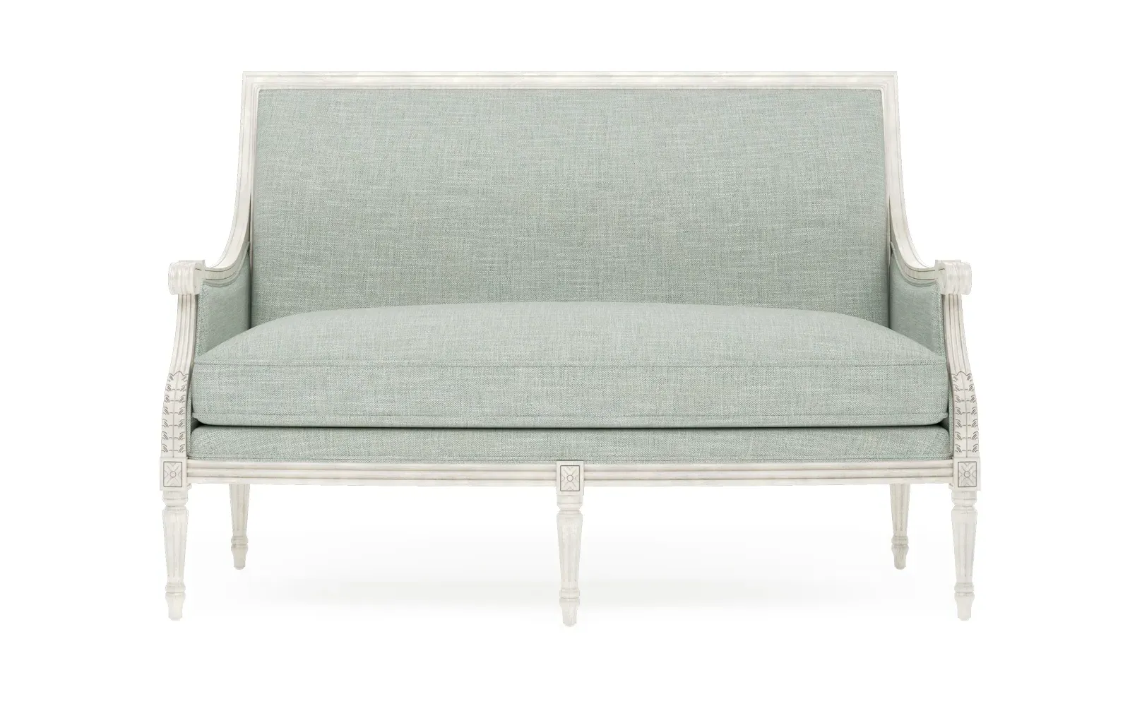 Juliette Textured Weave Settee - Spring Blue, Hardwood